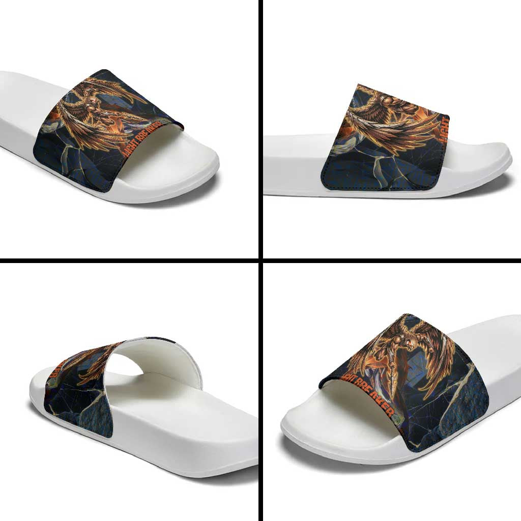 Heru-Ur Slide Sandals Flaming Wings and Sword Ancient Egyptian Warrior