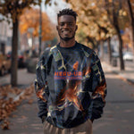 Heru-Ur Sweatshirt Flaming Wings and Sword Ancient Egyptian Warrior