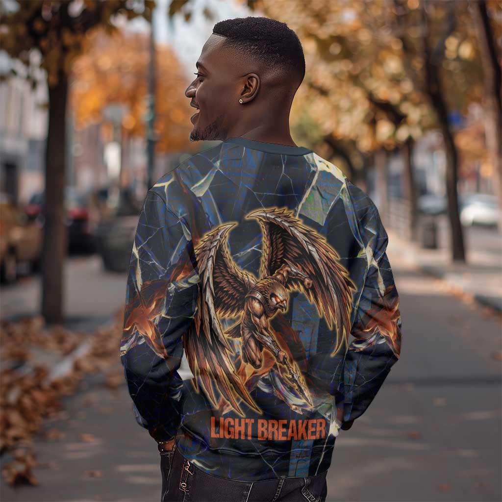 Heru-Ur Sweatshirt Flaming Wings and Sword Ancient Egyptian Warrior