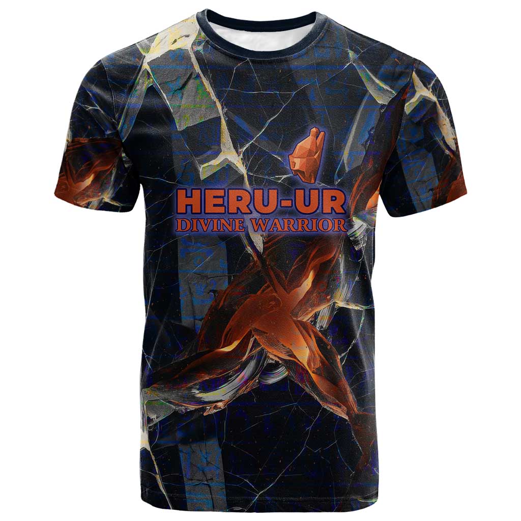 Heru-Ur T shirt Flaming Wings and Sword Ancient Egyptian Warrior