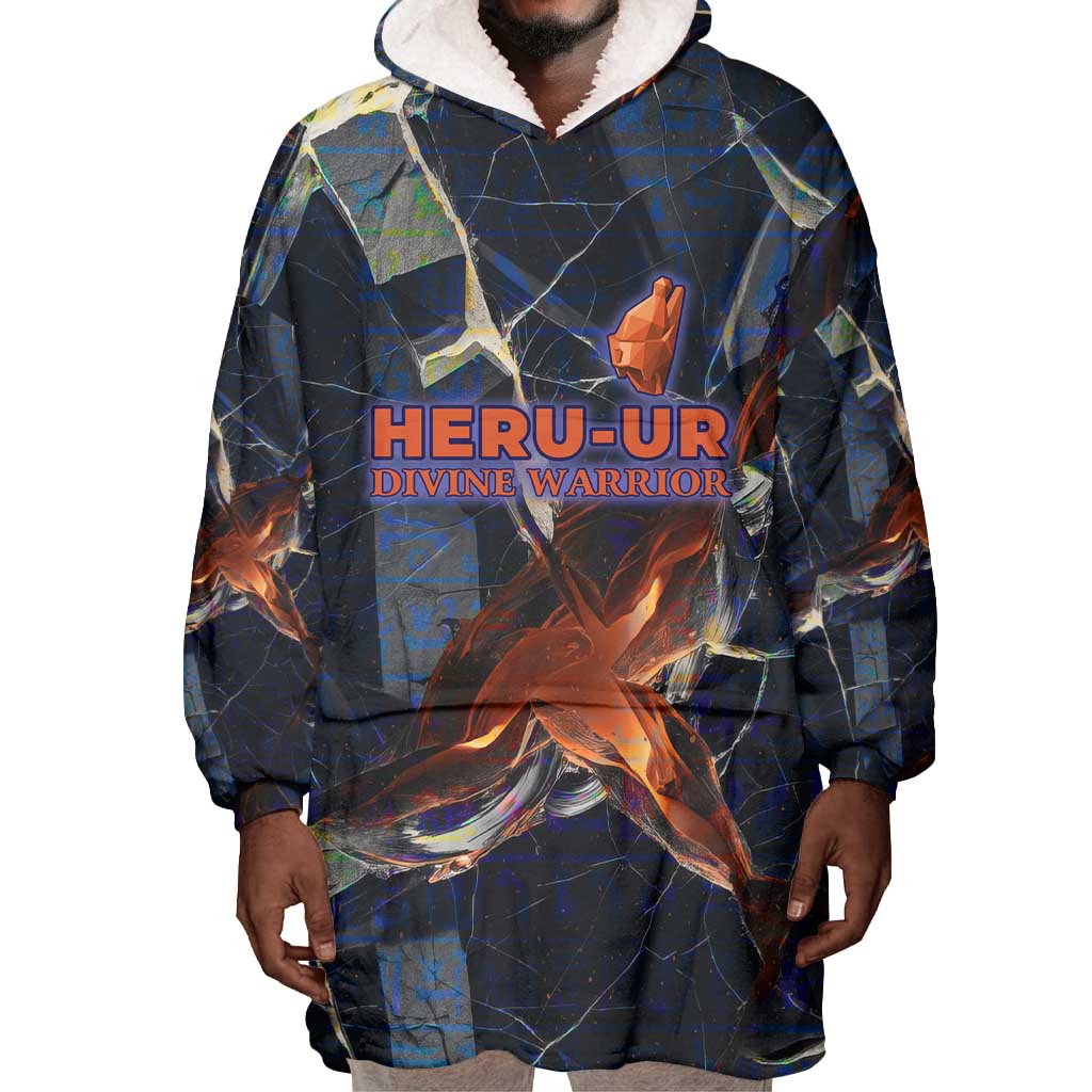 Heru-Ur Wearable Blanket Hoodie Flaming Wings and Sword Ancient Egyptian Warrior
