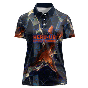 Heru-Ur Women Polo Shirt Flaming Wings and Sword Ancient Egyptian Warrior