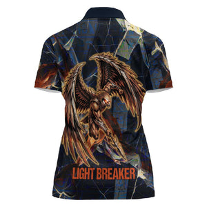 Heru-Ur Women Polo Shirt Flaming Wings and Sword Ancient Egyptian Warrior