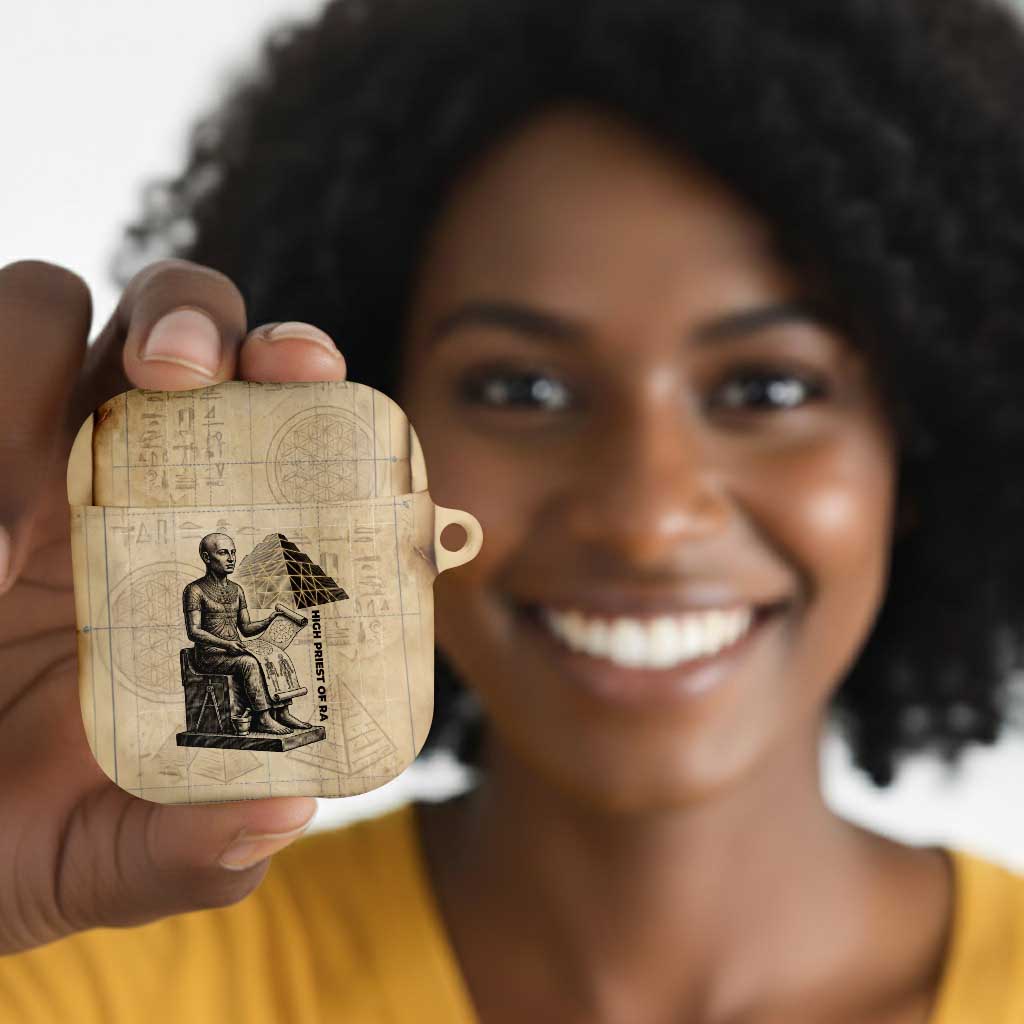 Imhotep AirPods Case Pyramid Blueprints Ancient Egyptian Architecture and Priest