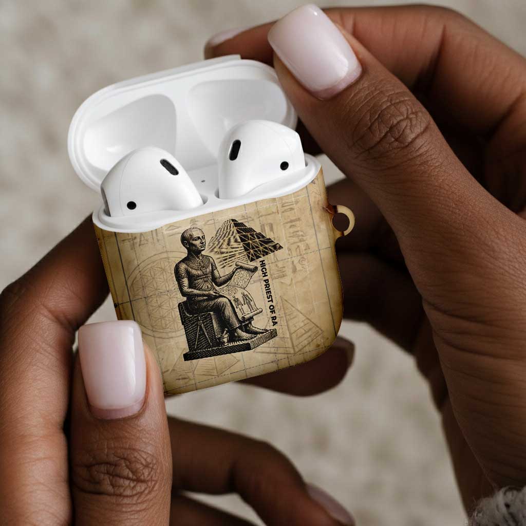 Imhotep AirPods Case Pyramid Blueprints Ancient Egyptian Architecture and Priest