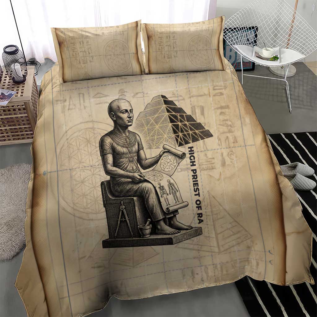 Imhotep Bedding Set Pyramid Blueprints Ancient Egyptian Architecture and Priest