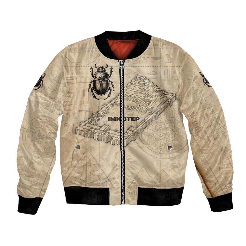 Imhotep Bomber Jacket Pyramid Blueprints Ancient Egyptian Architecture and Priest