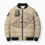 Imhotep Bomber Puffer Jacket Pyramid Blueprints Ancient Egyptian Architecture and Priest