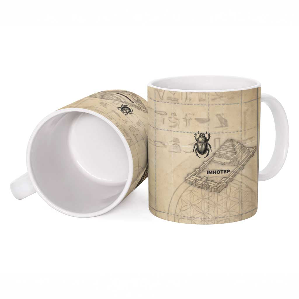 Imhotep Ceramic Mug Pyramid Blueprints Ancient Egyptian Architecture and Priest