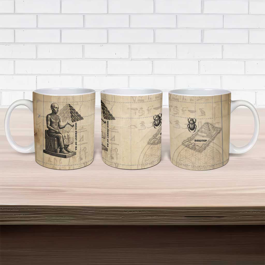 Imhotep Ceramic Mug Pyramid Blueprints Ancient Egyptian Architecture and Priest