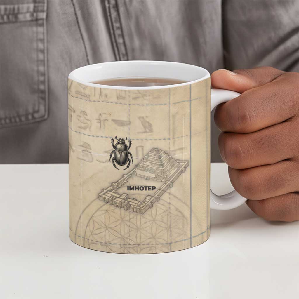 Imhotep Ceramic Mug Pyramid Blueprints Ancient Egyptian Architecture and Priest