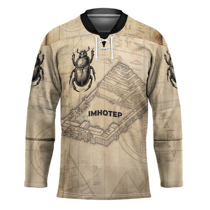 Imhotep Hockey Jersey Pyramid Blueprints Ancient Egyptian Architecture and Priest