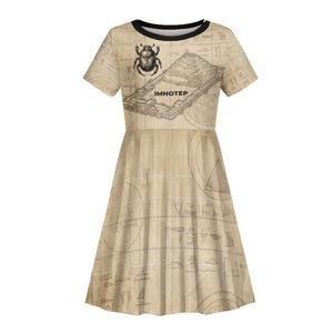 Imhotep Kid Short Sleeve Dress Pyramid Blueprints Ancient Egyptian Architecture and Priest