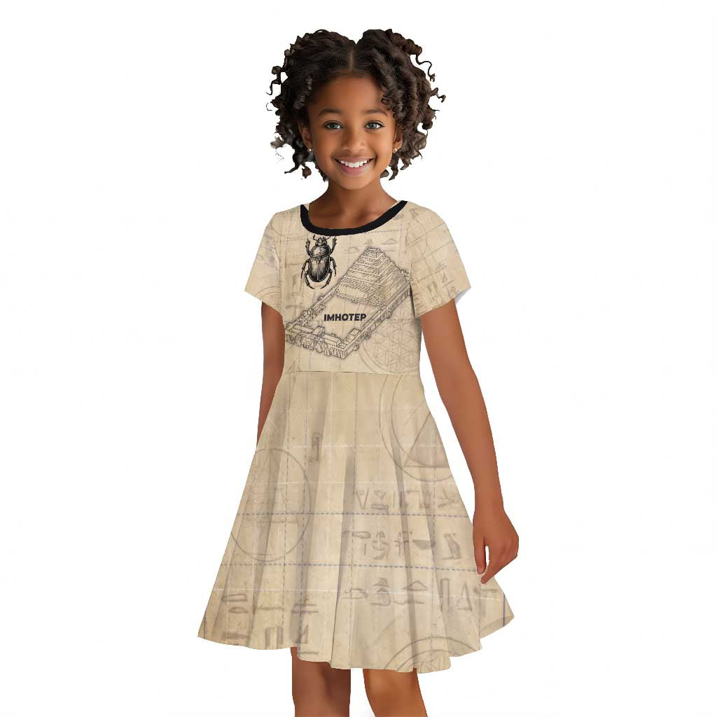 Imhotep Kid Short Sleeve Dress Pyramid Blueprints Ancient Egyptian Architecture and Priest