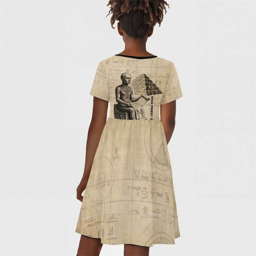 Imhotep Kid Short Sleeve Dress Pyramid Blueprints Ancient Egyptian Architecture and Priest