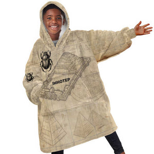 Imhotep Kid Wearable Blanket Hoodie Pyramid Blueprints Ancient Egyptian Architecture and Priest