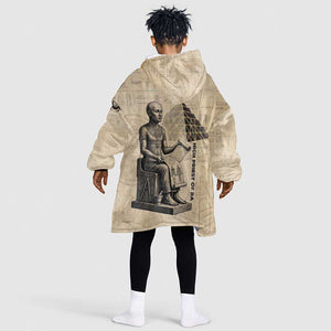 Imhotep Kid Wearable Blanket Hoodie Pyramid Blueprints Ancient Egyptian Architecture and Priest