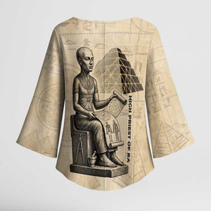 Imhotep Kimono Sleeve Blouse Pyramid Blueprints Ancient Egyptian Architecture and Priest