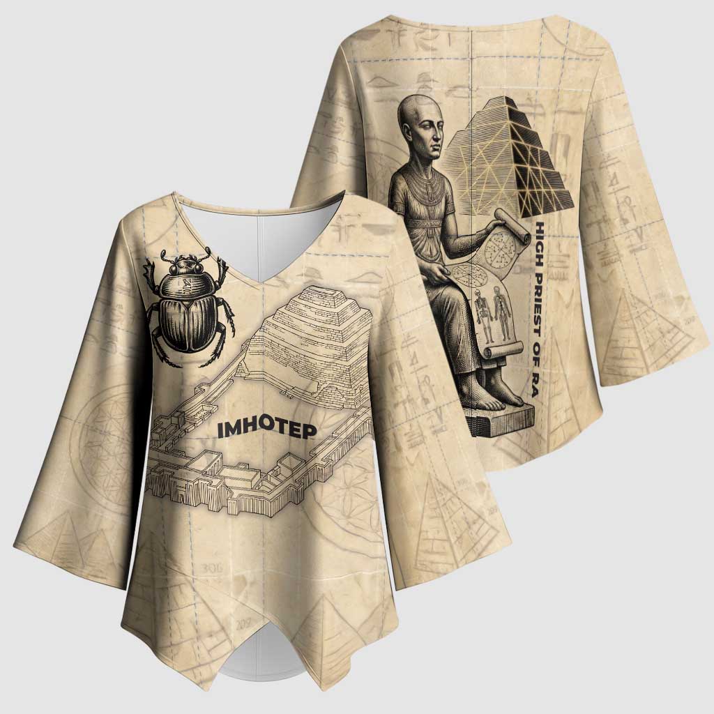 Imhotep Kimono Sleeve Blouse Pyramid Blueprints Ancient Egyptian Architecture and Priest