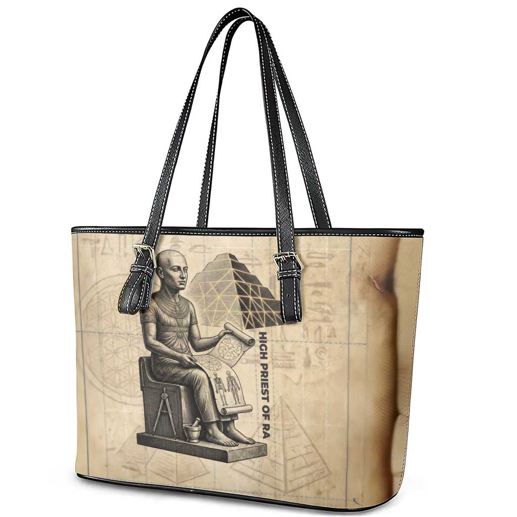 Imhotep Leather Tote Bag Pyramid Blueprints Ancient Egyptian Architecture and Priest