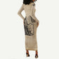 Imhotep Long Sleeve Bodycon Dress Pyramid Blueprints Ancient Egyptian Architecture and Priest
