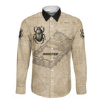 Imhotep Long Sleeve Button Shirt Pyramid Blueprints Ancient Egyptian Architecture and Priest