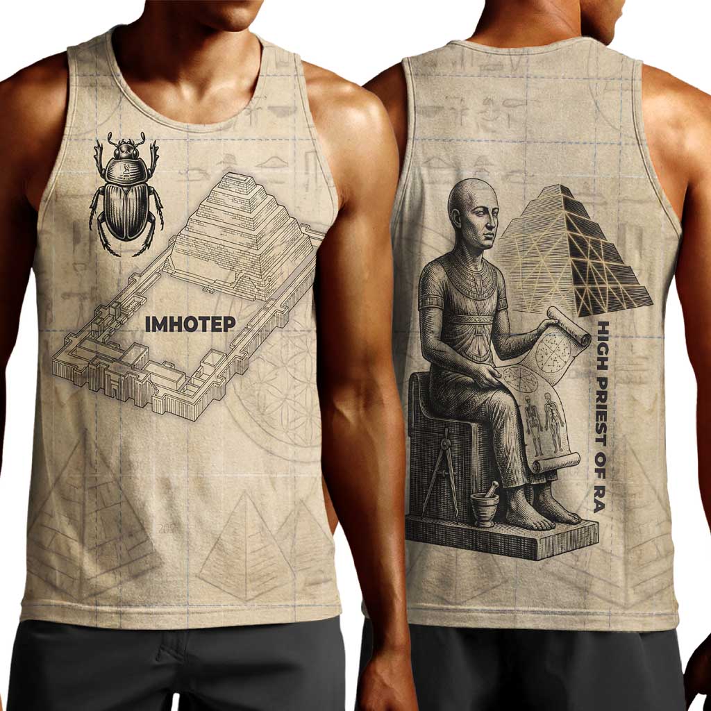 Imhotep Men Tank Top Pyramid Blueprints Ancient Egyptian Architecture and Priest