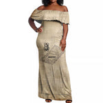 Imhotep Off Shoulder Maxi Dress Pyramid Blueprints Ancient Egyptian Architecture and Priest