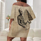 Imhotep Off Shoulder Short Dress Pyramid Blueprints Ancient Egyptian Architecture and Priest