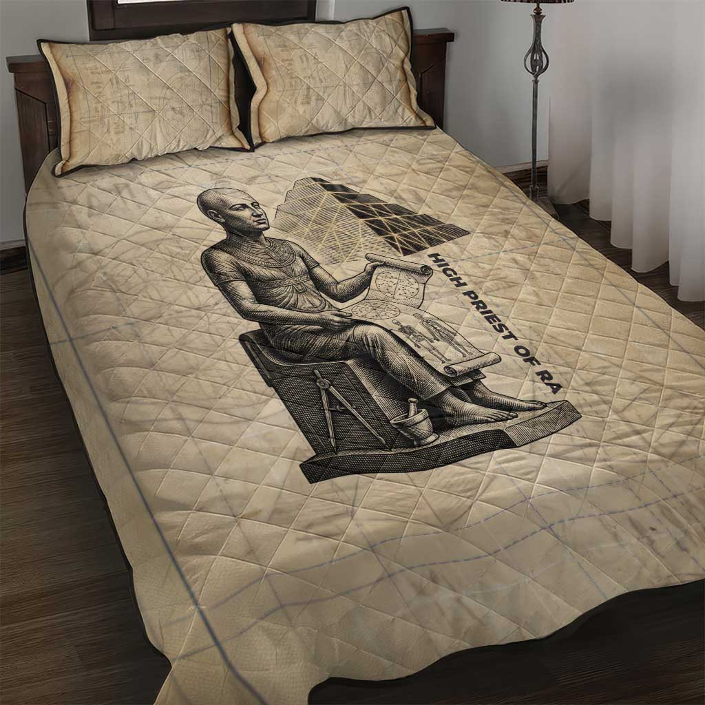 Imhotep Quilt Bed Set Pyramid Blueprints Ancient Egyptian Architecture and Priest
