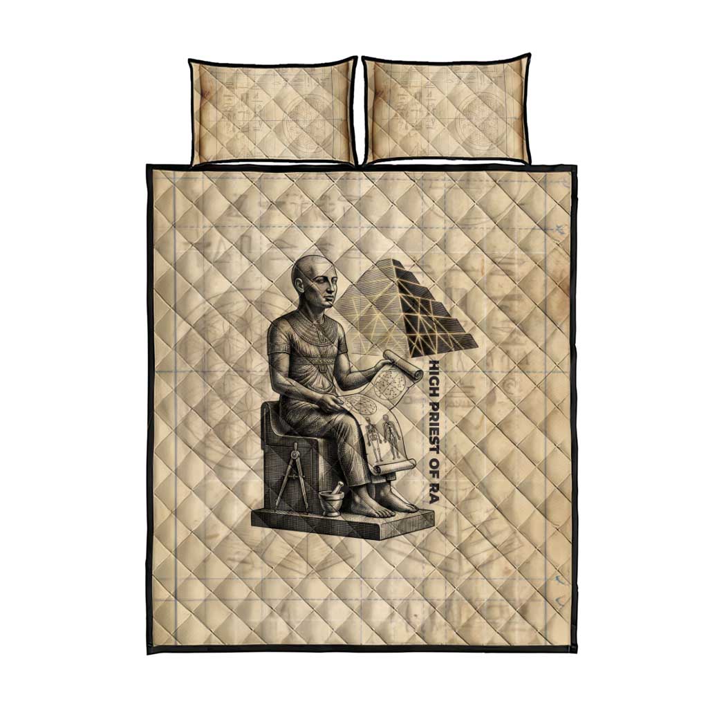 Imhotep Quilt Bed Set Pyramid Blueprints Ancient Egyptian Architecture and Priest