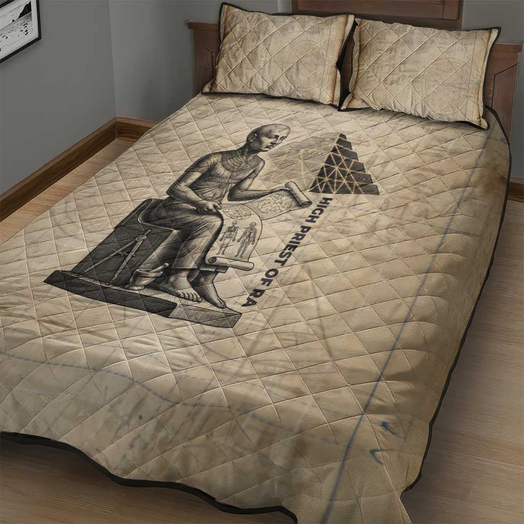 Imhotep Quilt Bed Set Pyramid Blueprints Ancient Egyptian Architecture and Priest