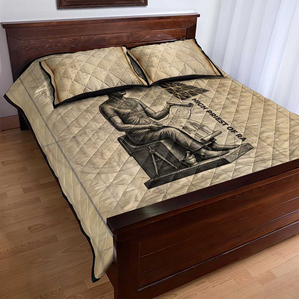 Imhotep Quilt Bed Set Pyramid Blueprints Ancient Egyptian Architecture and Priest