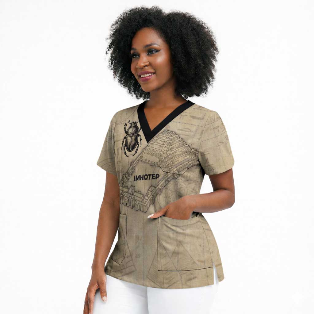 Imhotep Scrub Top Pyramid Blueprints Ancient Egyptian Architecture and Priest