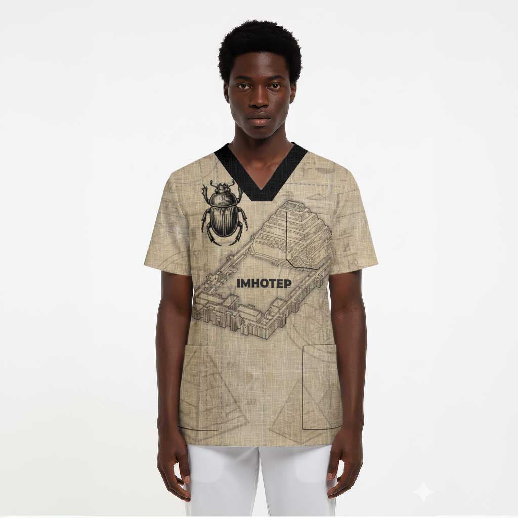 Imhotep Scrub Top Pyramid Blueprints Ancient Egyptian Architecture and Priest