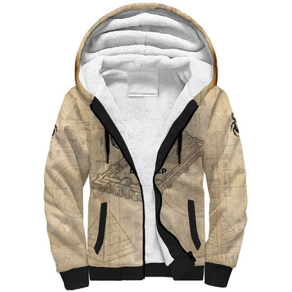 Imhotep Sherpa Hoodie Pyramid Blueprints Ancient Egyptian Architecture and Priest