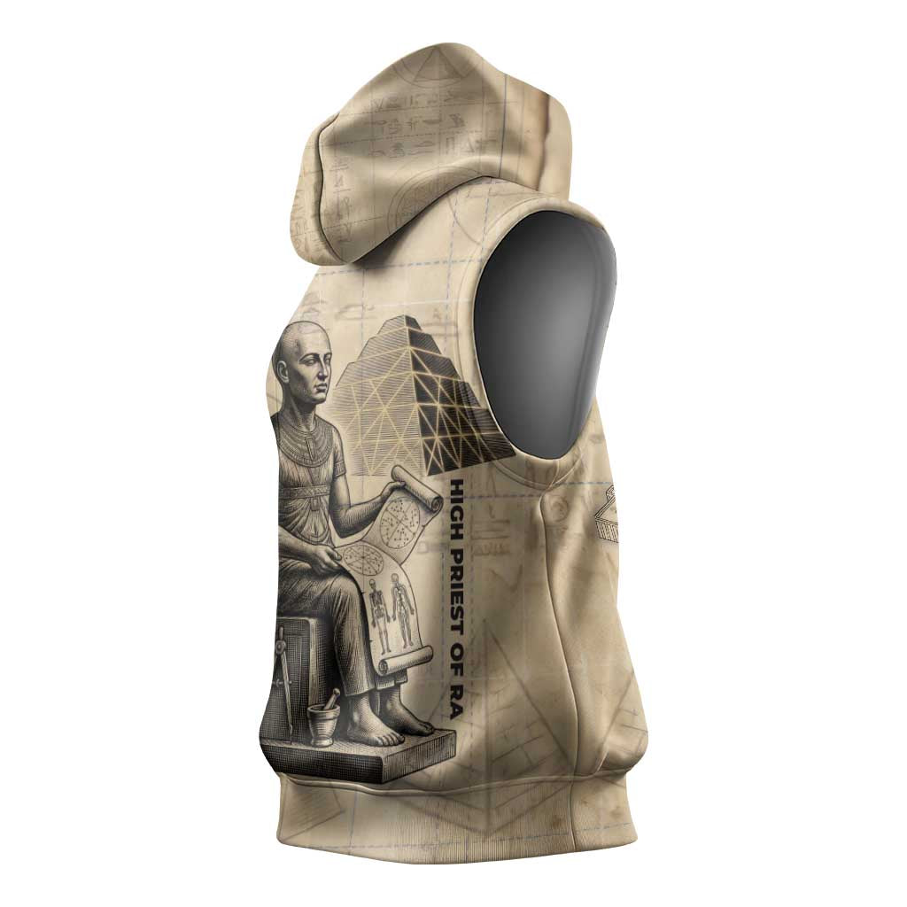 Imhotep Sleeveless Hoodie Pyramid Blueprints Ancient Egyptian Architecture and Priest