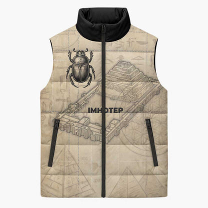 Imhotep Sleeveless Puffer Jacket Pyramid Blueprints Ancient Egyptian Architecture and Priest