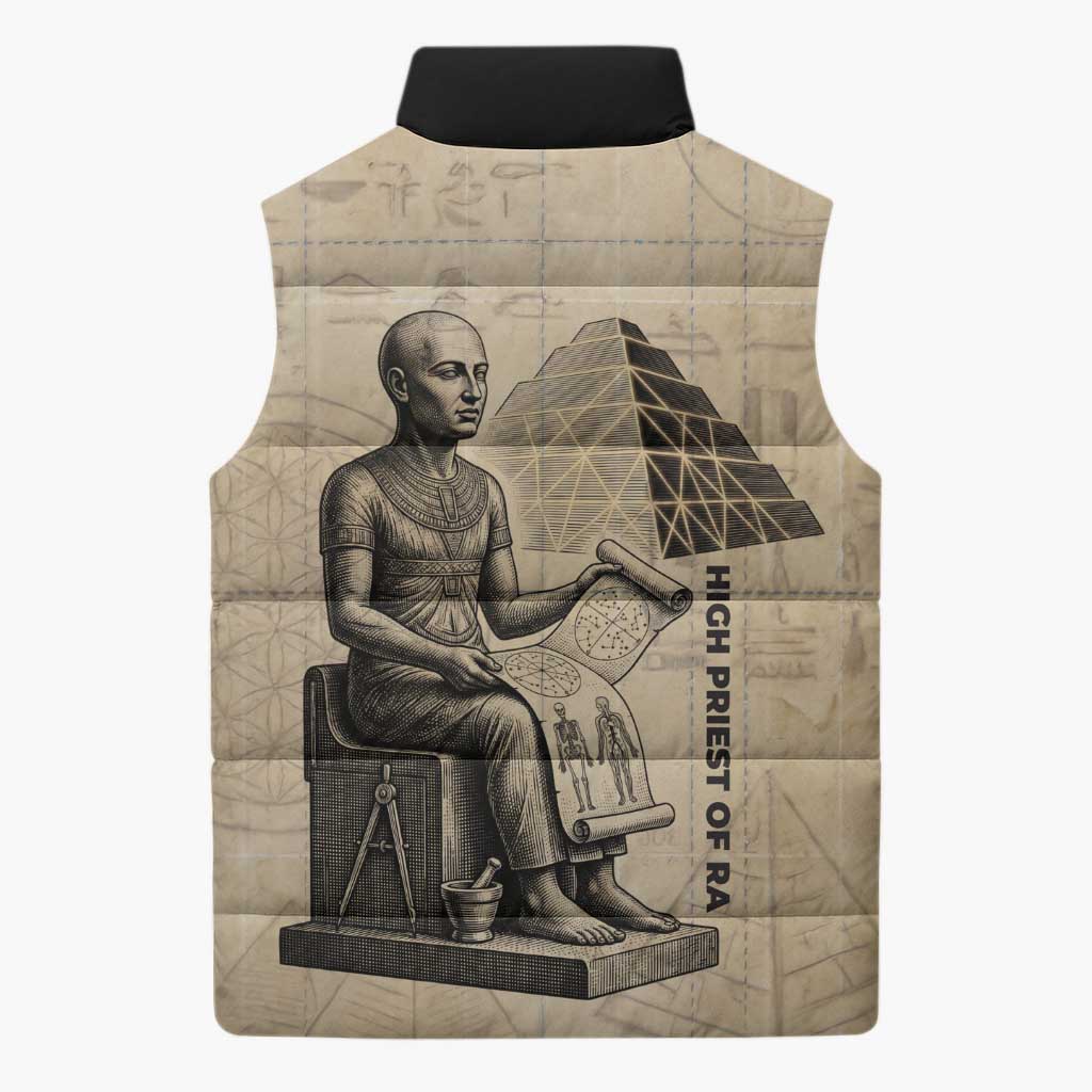 Imhotep Sleeveless Puffer Jacket Pyramid Blueprints Ancient Egyptian Architecture and Priest
