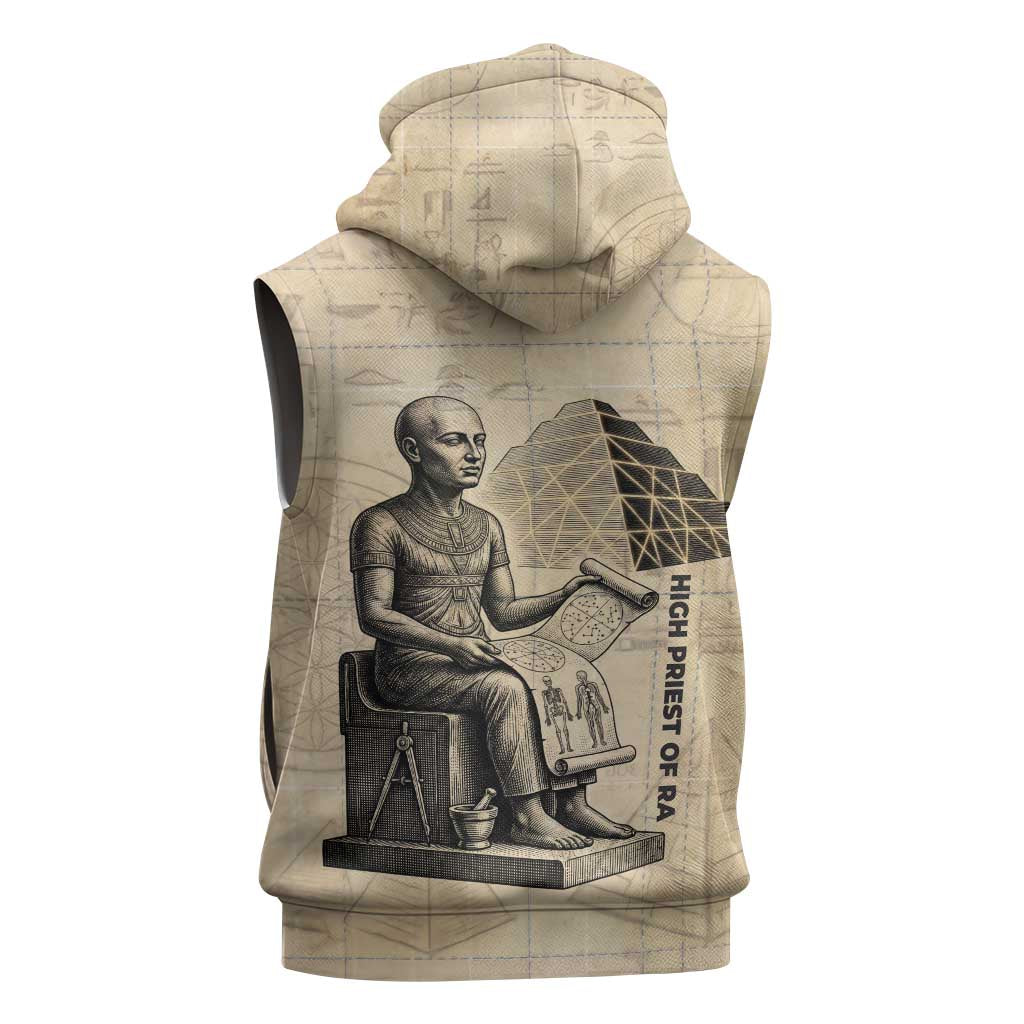 Imhotep Sleeveless Zip Hoodie Pyramid Blueprints Ancient Egyptian Architecture and Priest