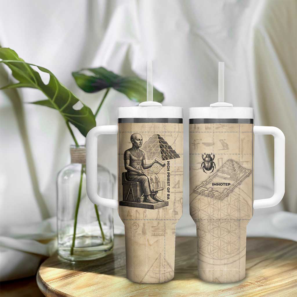 Imhotep Tumbler With Handle Pyramid Blueprints Ancient Egyptian Architecture and Priest