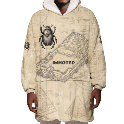 Imhotep Wearable Blanket Hoodie Pyramid Blueprints Ancient Egyptian Architecture and Priest