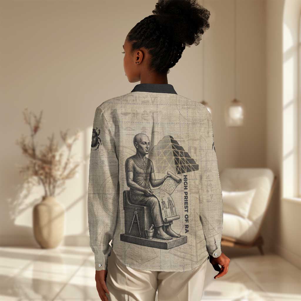 Imhotep Women Casual Shirt Pyramid Blueprints Ancient Egyptian Architecture and Priest