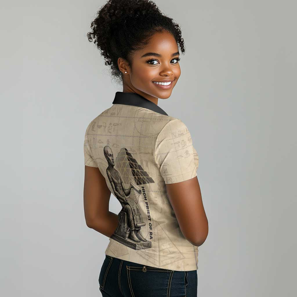 Imhotep Women Polo Shirt Pyramid Blueprints Ancient Egyptian Architecture and Priest