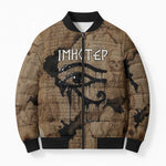 Imhotep Eye of Horus Bomber Puffer Jacket Papyrus Scrolls Ancient Egyptian Medicine