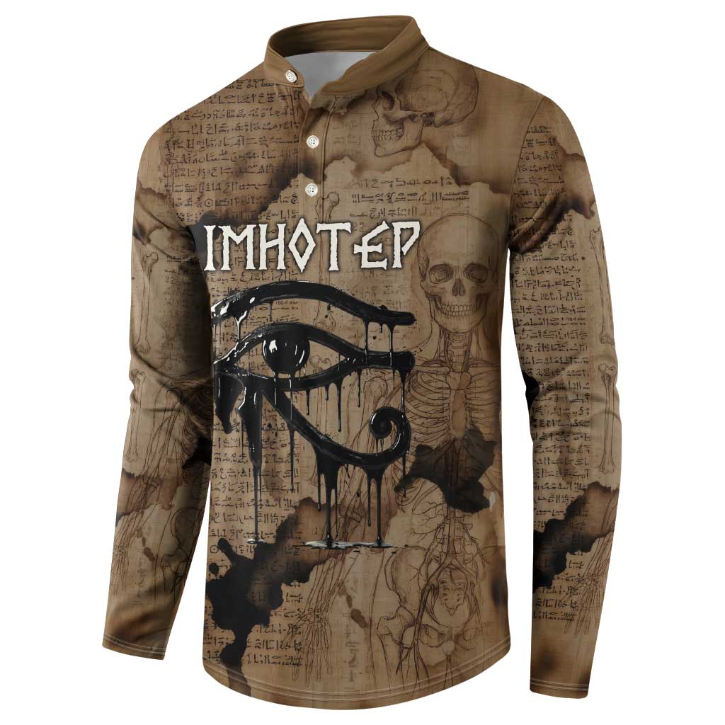 Imhotep Eye of Horus Button Sweatshirt Papyrus Scrolls Ancient Egyptian Medicine