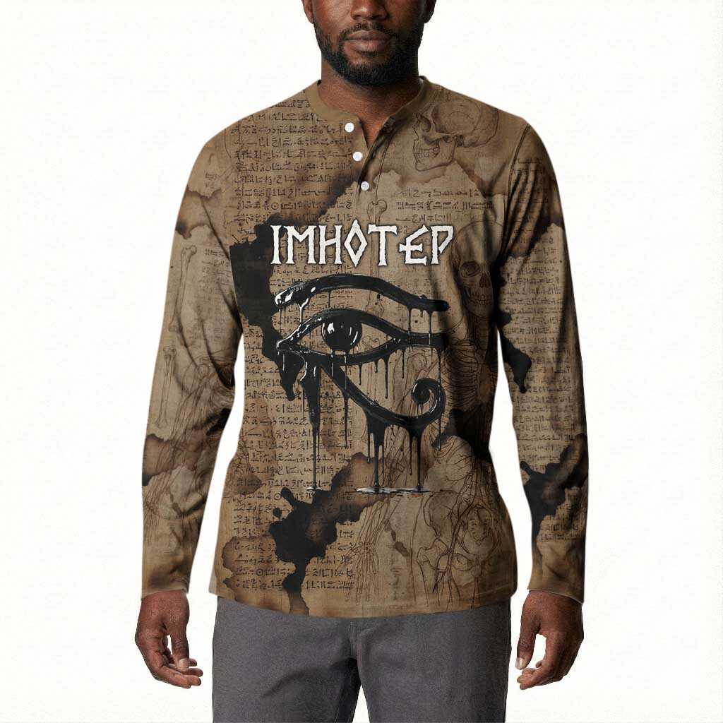 Imhotep Eye of Horus Button Sweatshirt Papyrus Scrolls Ancient Egyptian Medicine