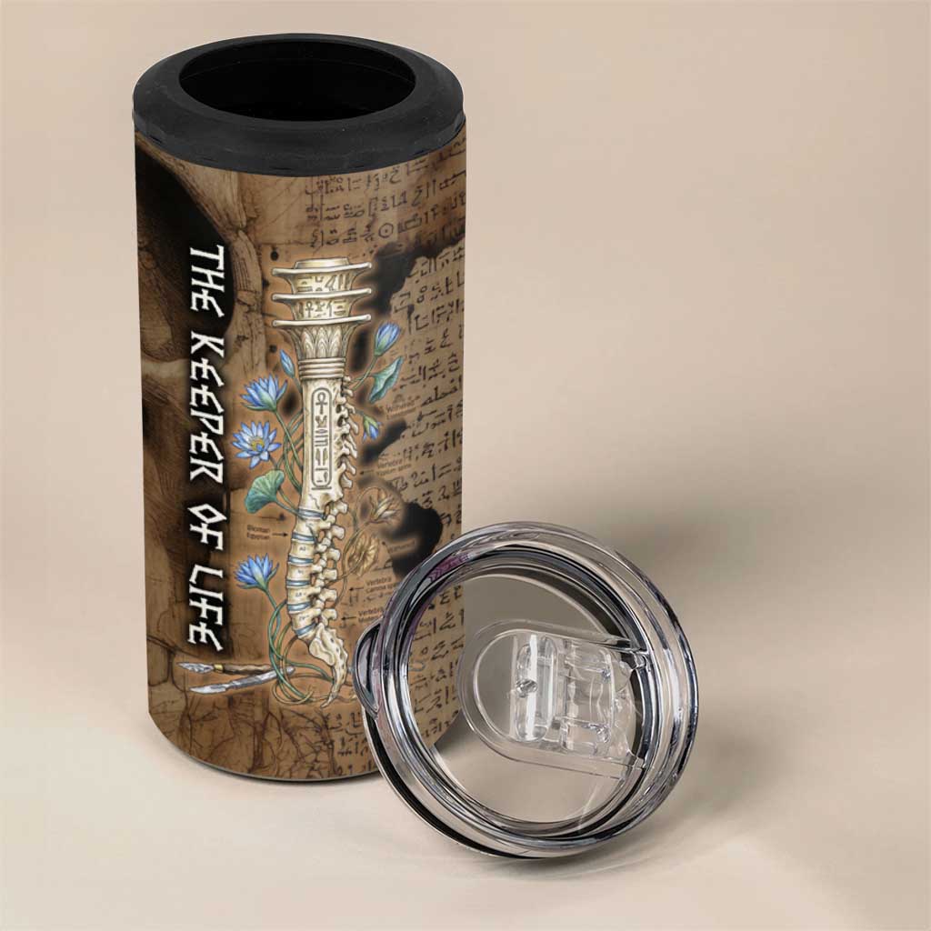 Imhotep Eye of Horus 4 in 1 Can Cooler Tumbler Papyrus Scrolls Ancient Egyptian Medicine