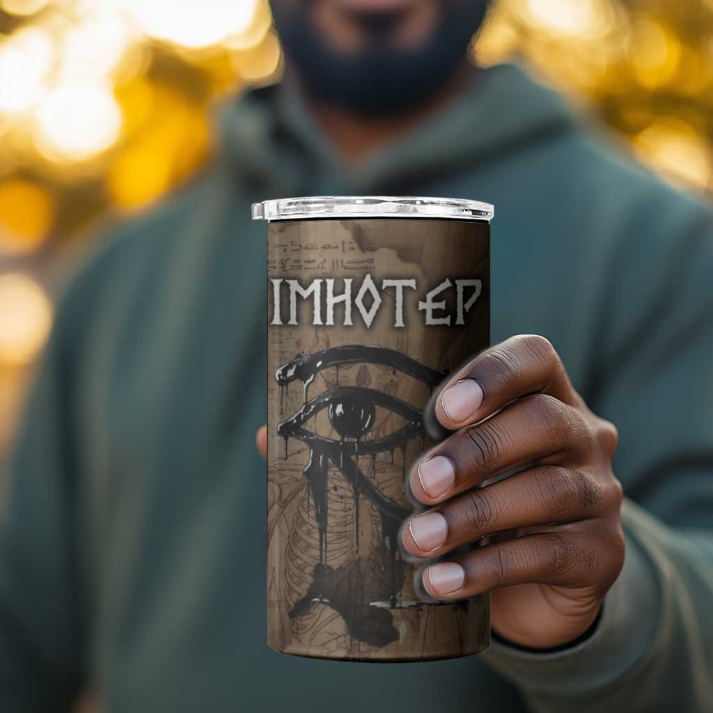 Imhotep Eye of Horus 4 in 1 Can Cooler Tumbler Papyrus Scrolls Ancient Egyptian Medicine