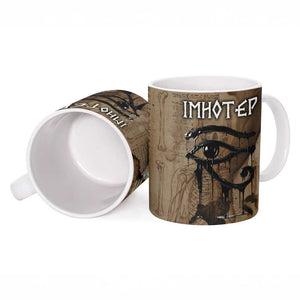 Imhotep Eye of Horus Ceramic Mug Papyrus Scrolls Ancient Egyptian Medicine